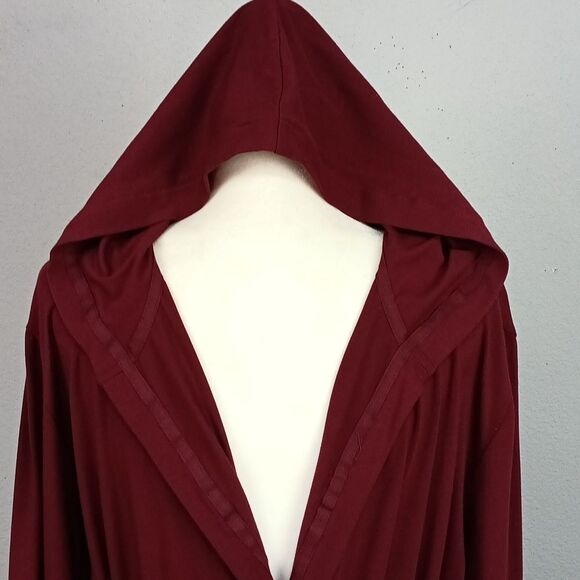 Natori Men Burgundy Hooded Robe sz M - Picture 3 of 15
